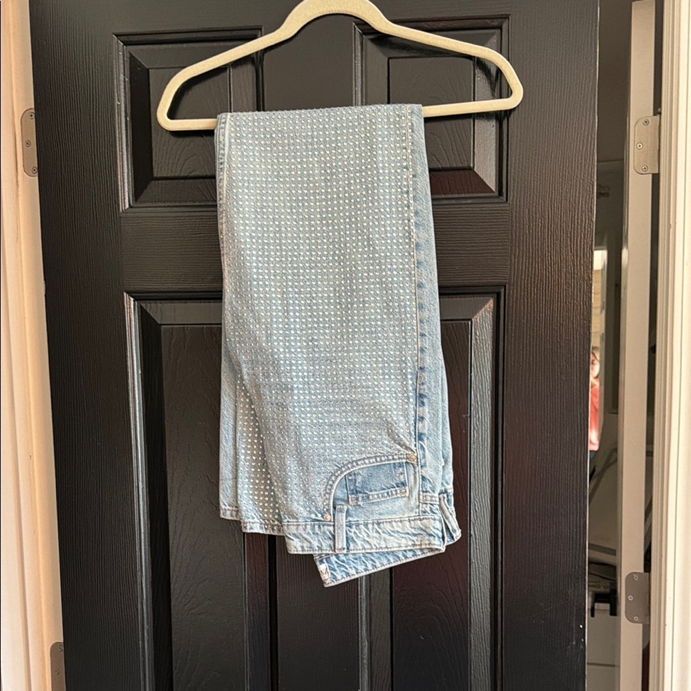 Light Wash Rhinestone Embellished Jeans